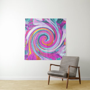 Tapete De Parede Magnífica Arte Líquida de Magenta, Rosa e Azul no