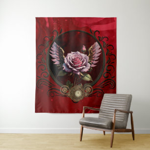 Tapete De Parede Magnífico rosa steampunk com asas