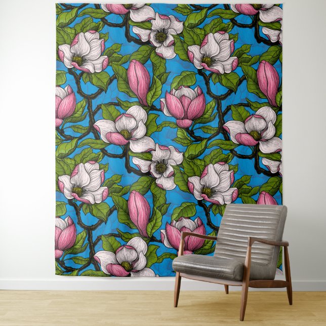 Tapete De Parede Magnólia florescente em azul (In Situ)