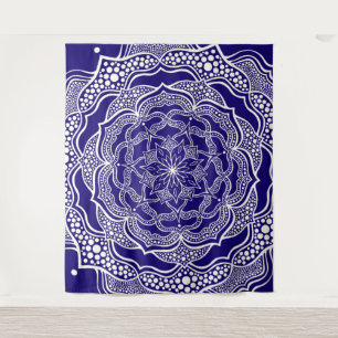 Tapete De Parede Mandala Art Boho Chic Elegante Marinho Azul