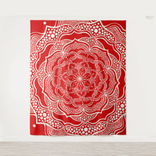 Tapete De Parede Mandala Art Boho Chic Elegante Natal Vermelho Bran