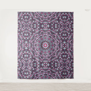 Tapete De Parede Mandala branca, vermelha e caqui.