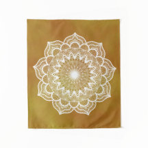 Mandala Branco em Fundo Dourado