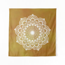 Mandala Branco em Fundo Dourado