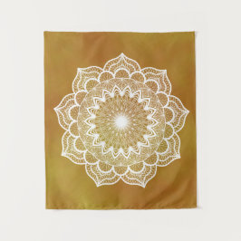 Tapete De Parede Mandala Branco em Fundo Dourado Pequeno