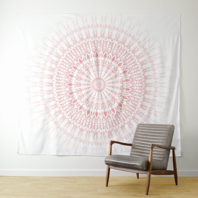 Tapete De Parede Mandala Branco Rosado (In Situ (Horizontal))
