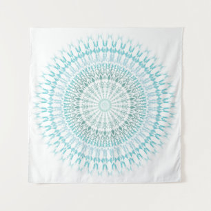 Tapete De Parede Mandala Branco Turquesa