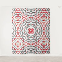 Mandala em branco, vermelho e khaki.