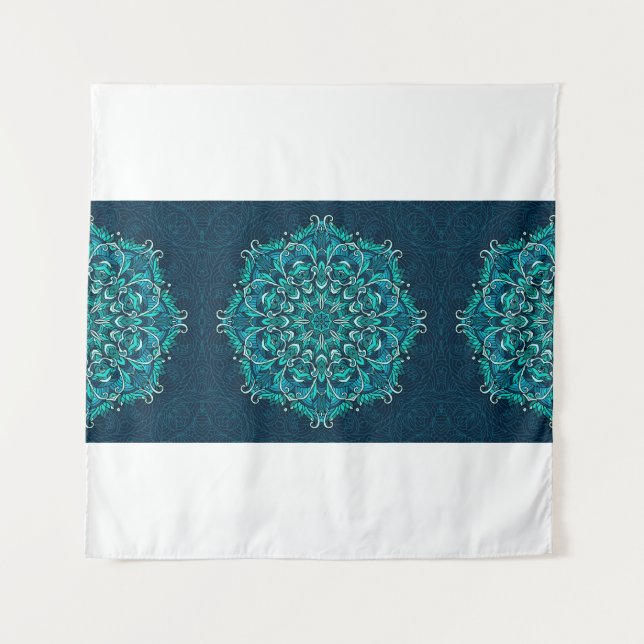 Tapete De Parede Mandala étnica azul. Cópia de rasto (Frente)