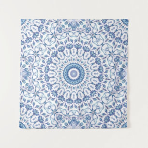 Tapete De Parede Mandalá Floral Azul