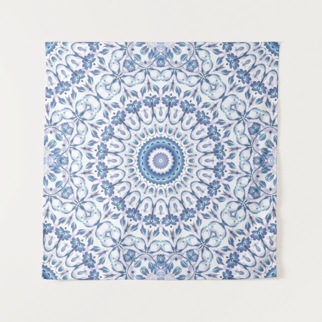 Tapete De Parede Mandalá Floral Azul (Frente)