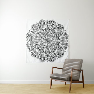 Tapete De Parede Mandala Floral Moderna Preta e Branca