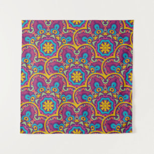 Tapete De Parede Mandalas repetidas da etnia índia tribal sem costu