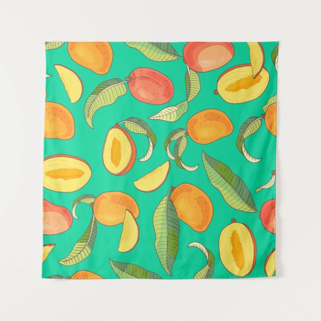 Tapete De Parede Mango Medley: Padrão de Fruta Tropical (Frente)