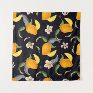 Tapete De Parede Mango. Padrão sem costura com trópico amarelo e