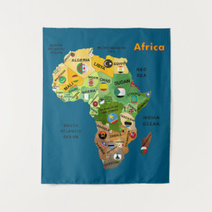 Tapete De Parede Mapa africano com bandeiras