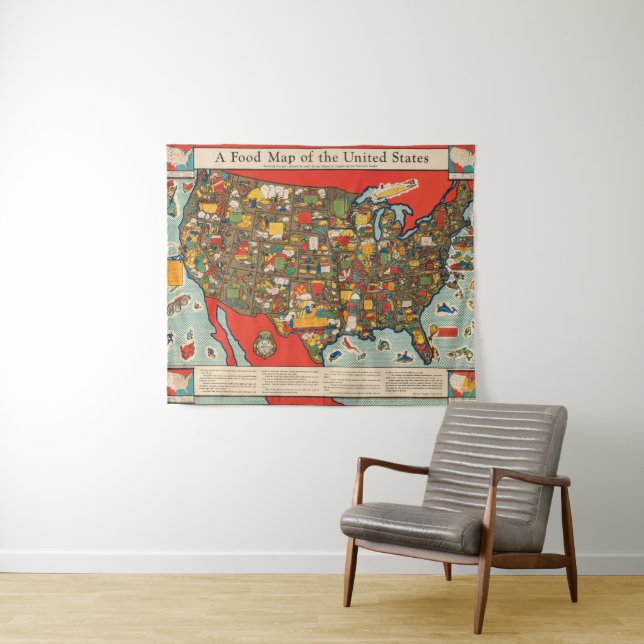Tapete De Parede Mapa da comida dos Estados Unidos (In Situ (Horizontal))