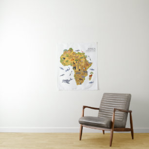 Tapete De Parede Mapa da flora & da fauna de África  