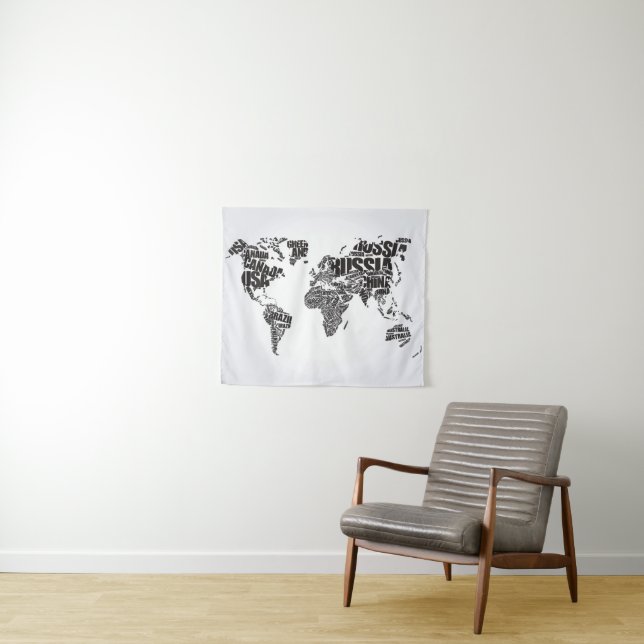 Tapete De Parede Mapa do mundo na tipografia (In Situ (Horizontal))