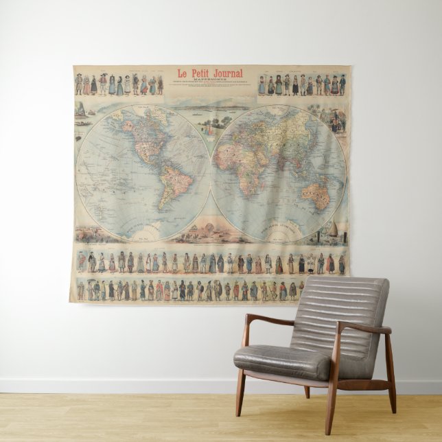 Tapete De Parede Mapa do Mundo Vintage (In Situ (Horizontal))