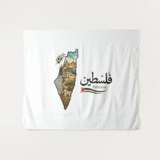 Tapete De Parede Mapa do Patrimônio Palestino Desenho da Cúpula da