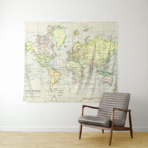 Tapete De Parede Mapa do vintage do mundo (1899)