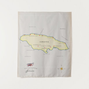 Tapete De Parede Mapa ilustrado da Jamaica.
