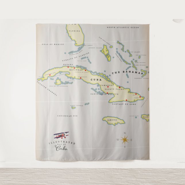 Tapete De Parede Mapa ilustrado de Cuba (Frente)