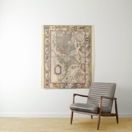 Tapete De Parede Mapa Medieval do Mundo por Willem Blaeu