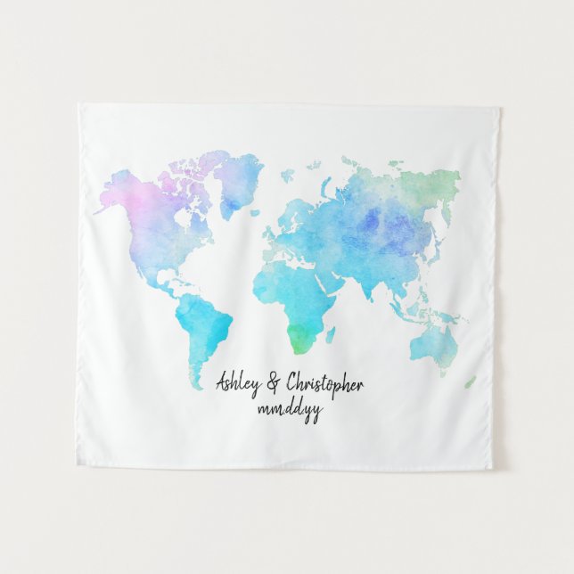 Tapete De Parede Mapa Mundial de Aquarela Mapa de Boas-Vindas da Re (Frente (Horizontal))