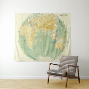 Tapete De Parede Mapa Mundial do Oceano Índico, Europa, Ásia e Áfri