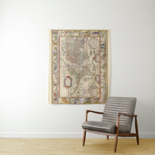 Tapete De Parede Mapa mundial medieval de Willem Blaeu
