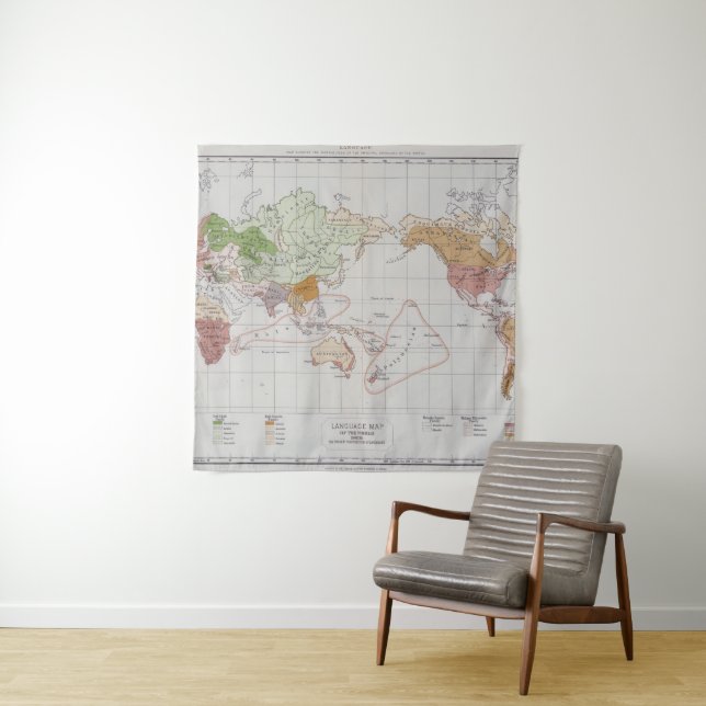 Tapete De Parede Mapa que mostra as línguas do mundo (In Situ)
