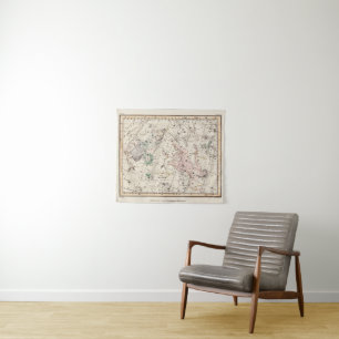 Tapete De Parede Mapa Vintage das Constelações de Perseu e Andrômed
