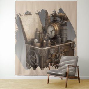 Tapete De Parede Máquina do Tempo Steampunk - Treasure Chest Vintag