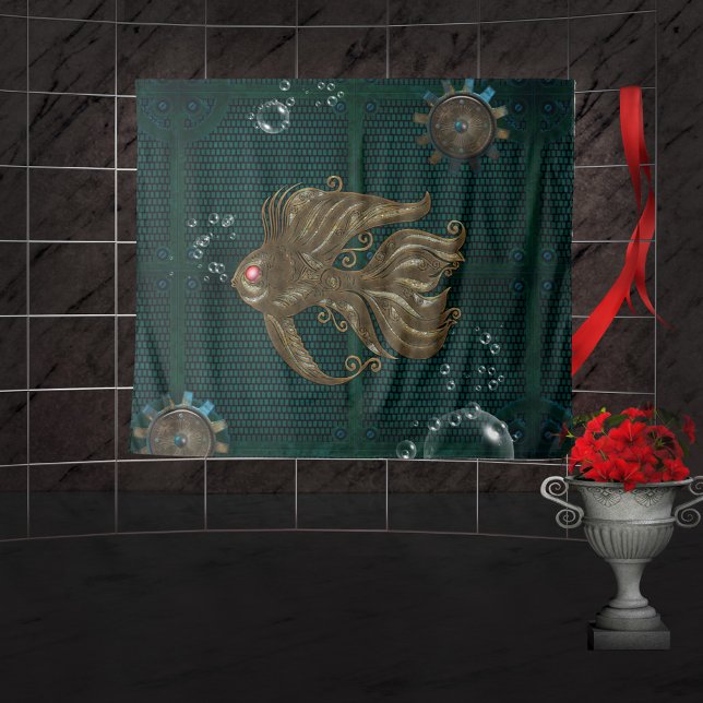 Tapete De Parede Maravilhoso peixe-boi. (Steampunk fish)