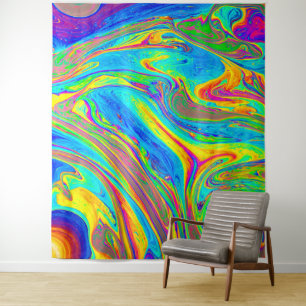 Tapete De Parede Marble Rainbow Swirls Bright e Beauely