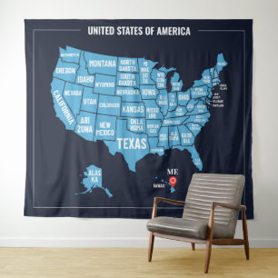 Tapete De Parede Marcador de Endereço do Mapa dos Estados Unidos da
