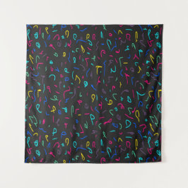 Tapete De Parede Marcas Neon Brilhantes no Preto 