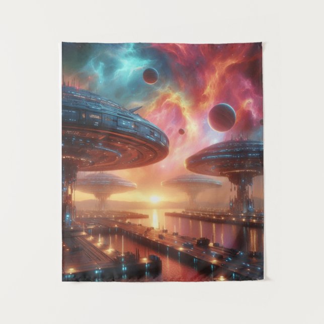 Tapete De Parede "Marina Cósmica: Havens Interestelares" (Frente)
