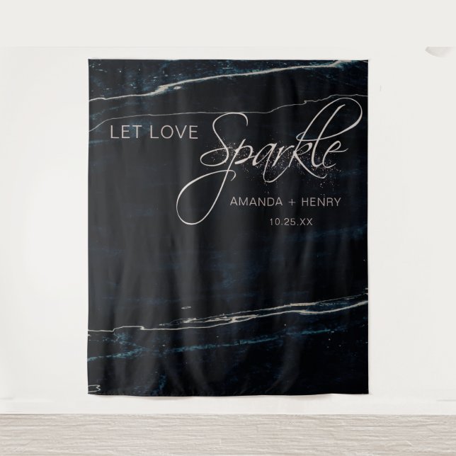 Tapete De Parede Marinho Azul e Rosa Dourado Casamento Marble Artsy (Frente)