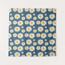 Marinho Daisy Floral Bohemian Padrão Botânico