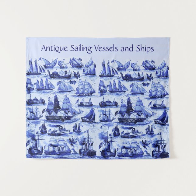 Tapete De Parede MARÍTIMO,NAVIOS ANTIGOS,VELAS,Azul Naval (Frente (Horizontal))