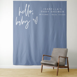Tapete De Parede MARLO Modern Boho Hello Baby Blue Chá de fraldas