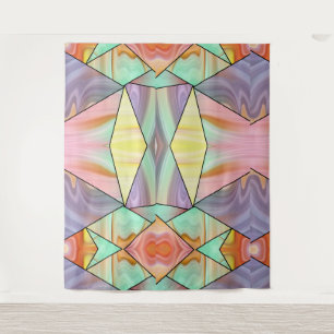 Tapete De Parede Mármore Líquido Abstrato Geométrico Pastel