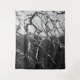 Tapete De Parede Mármore Preto e Branco Moderno Glamouroso