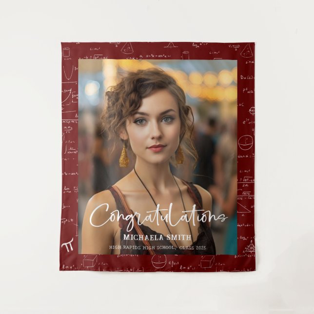 Tapete De Parede Maroon Math Congratulations Photo Graduation (Frente)