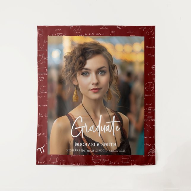 Tapete De Parede Maroon Math Handwritten Script Photo Graduation  (Frente)