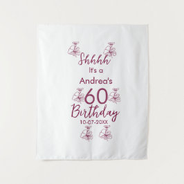 Tapete De Parede Marrom branco lilás shhhh 60º aniversário nome flo