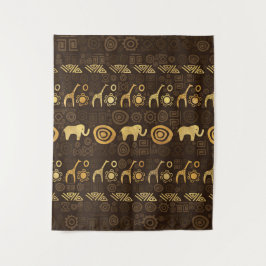 Tapete De Parede Marrons africanos étnicos do teste padrão e ouro